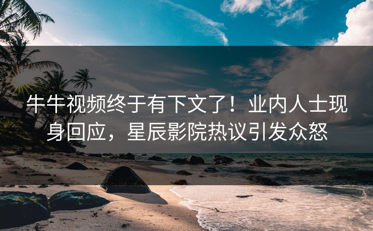 牛牛视频终于有下文了！业内人士现身回应，星辰影院热议引发众怒